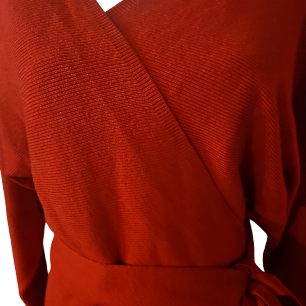 Women's Long Maxi Sweater Dresses Sexy Wrap Batwing V Neck Slit Open Back - Picture 4 of 4